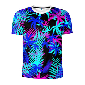 Мужская футболка 3D спортивная с принтом НЕОНОВЫЕ ТРОПИКИ / TROPICAL NEON в Курске, 100% полиэстер с улучшенными характеристиками | приталенный силуэт, круглая горловина, широкие плечи, сужается к линии бедра | hotline miami | neon | new retro wave | outrun | outrun electro | paints | palmen | rainbow | retro | retrowave | summer | synth | synthwave | tropical | брызги | брызги красок | звёзды | космос | краски | лето | неон | пальмы | радуга | 