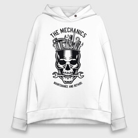 Женское худи Oversize хлопок с принтом The mechanics в Курске, френч-терри — 70% хлопок, 30% полиэстер. Мягкий теплый начес внутри —100% хлопок | боковые карманы, эластичные манжеты и нижняя кромка, капюшон на магнитной кнопке | авто | автомобиль | гараж | гонки | двигатель | машина | механик | мотор | ретро | техника