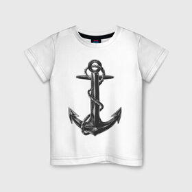 Детская футболка хлопок с принтом ВМФ в Курске, 100% хлопок | круглый вырез горловины, полуприлегающий силуэт, длина до линии бедер | армия | вмф | военно морской флот | море | морская пехота | моряк | моряки | морячок | солдаты | якорь