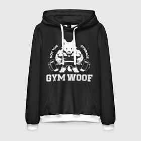 Мужская толстовка 3D с принтом GYM WOOF в Курске, 100% полиэстер | двухслойный капюшон со шнурком для регулировки, мягкие манжеты на рукавах и по низу толстовки, спереди карман-кенгуру с мягким внутренним слоем. | bodybuilding | diet | exercise | fitness | gym | heath | motivation | muscle | phil | training | workout | бодибилдинг | мотивация | спорт | трансформация | фитнес | эстетичный