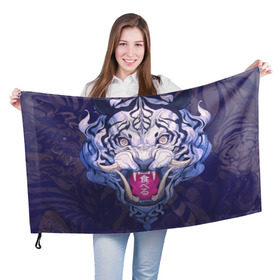 Флаг 3D с принтом ТИГР в Курске, 100% полиэстер | плотность ткани — 95 г/м2, размер — 67 х 109 см. Принт наносится с одной стороны | 24 на 7 тигр | арт | взгляд | иллюстрация | клыки | кот | коты | котяра | кошка | кошки | самурай | свирепый взгляд | скетч | тигр | тигры | цифровой рисунок | япония | японский арт | японский тигр