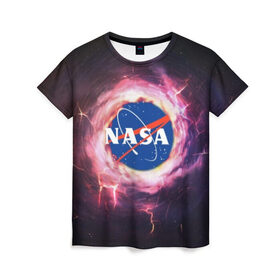 Женская футболка 3D с принтом Nasa. в Курске, 100% полиэфир ( синтетическое хлопкоподобное полотно) | прямой крой, круглый вырез горловины, длина до линии бедер | galaxy | nasa | outer space | space company | star | астрономия | галактика | звезды | космическая компания | космическое пространство | космос | наса