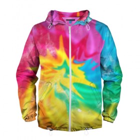 Мужская ветровка 3D с принтом Tie-Dye в Курске, 100% полиэстер | подол и капюшон оформлены резинкой с фиксаторами, два кармана без застежек по бокам, один потайной карман на груди | tie dye | tie dye краски | tie dye купить | стиль tie dye | футболка tie dye