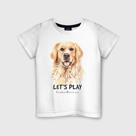 Детская футболка хлопок с принтом Золотистый ретривер в Курске, 100% хлопок | круглый вырез горловины, полуприлегающий силуэт, длина до линии бедер | golden retriever | золотистый ретривер | ретривер | собака | собаки