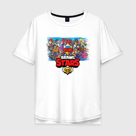 Мужская футболка хлопок Oversize с принтом BRAWL STARS в Курске, 100% хлопок | свободный крой, круглый ворот, “спинка” длиннее передней части | android | brawl stars | games | mobile game | stars | игры | мобильные игры