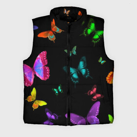 Мужской жилет утепленный 3D с принтом Ночные Бабочки в Курске,  |  | butterfly | бабочка | бабочки | биология | животные | краски | крылья | насекомые | ночь | разноцветные | черный | яркие