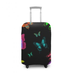 Чехол для чемодана 3D с принтом Ночные Бабочки в Курске, 86% полиэфир, 14% спандекс | двустороннее нанесение принта, прорези для ручек и колес | butterfly | бабочка | бабочки | биология | животные | краски | крылья | насекомые | ночь | разноцветные | черный | яркие