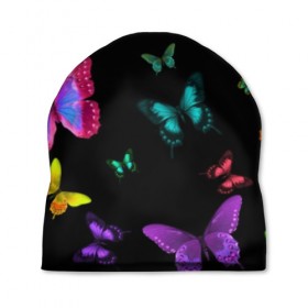 Шапка 3D с принтом Ночные Бабочки в Курске, 100% полиэстер | универсальный размер, печать по всей поверхности изделия | butterfly | бабочка | бабочки | биология | животные | краски | крылья | насекомые | ночь | разноцветные | черный | яркие