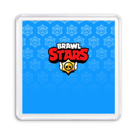 Магнит 55*55 с принтом BRAWL STARS | БРАВЛ СТАРС BLUE в Курске, Пластик | Размер: 65*65 мм; Размер печати: 55*55 мм | Тематика изображения на принте: android | brawl stars | games | mobile game | stars | игры | мобильные игры