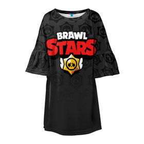 Детское платье 3D с принтом BRAWL STARS в Курске, 100% полиэстер | прямой силуэт, чуть расширенный к низу. Круглая горловина, на рукавах — воланы | android | brawl stars | games | mobile game | stars | игры | мобильные игры