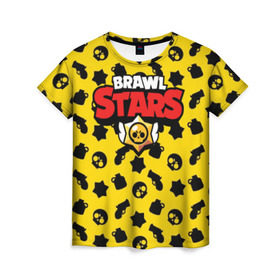 Женская футболка 3D с принтом BRAWL STARS в Курске, 100% полиэфир ( синтетическое хлопкоподобное полотно) | прямой крой, круглый вырез горловины, длина до линии бедер | android | brawl stars | games | mobile game | stars | игры | мобильные игры