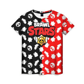 Женская футболка 3D с принтом BRAWL STARS в Курске, 100% полиэфир ( синтетическое хлопкоподобное полотно) | прямой крой, круглый вырез горловины, длина до линии бедер | android | brawl stars | games | mobile game | stars | игры | мобильные игры