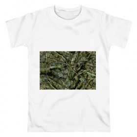 Мужская футболка хлопок с принтом Лесной камуфляж в Курске, 100% хлопок | прямой крой, круглый вырез горловины, длина до линии бедер, слегка спущенное плечо. | Тематика изображения на принте: камуфляж | лесной камуфляж