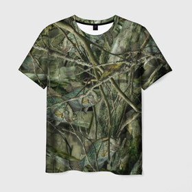 Мужская футболка 3D с принтом Лесной камуфляж в Курске, 100% полиэфир | прямой крой, круглый вырез горловины, длина до линии бедер | камуфляж | лесной камуфляж