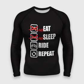 Мужской рашгард 3D с принтом Ride black в Курске,  |  | bicycle | bike | cycle | eat | eat sleep | eat sleep repeat | eat sleep ride | eat sleep ride repeat | ride | sleep | вело | велосипед | есть | катать | повторить | спать