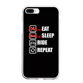 Чехол для iPhone 7Plus/8 Plus матовый с принтом Ride black в Курске, Силикон | Область печати: задняя сторона чехла, без боковых панелей | bicycle | bike | cycle | eat | eat sleep | eat sleep repeat | eat sleep ride | eat sleep ride repeat | ride | sleep | вело | велосипед | есть | катать | повторить | спать