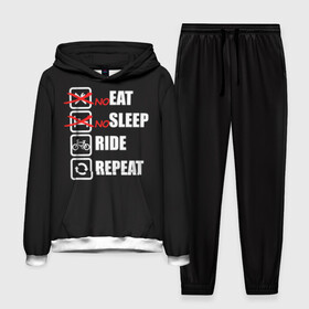 Мужской костюм 3D (с толстовкой) с принтом Ride black в Курске,  |  | bicycle | bike | cycle | eat | eat sleep | eat sleep repeat | eat sleep ride | eat sleep ride repeat | ride | sleep | вело | велосипед | есть | катать | повторить | спать