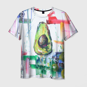 Мужская футболка 3D с принтом Авокадо авангард в Курске, 100% полиэфир | прямой крой, круглый вырез горловины, длина до линии бедер | Тематика изображения на принте: авокадо | веган | девушкам | здоровое питание | здоровье | люблю авокадо | овощи | пп | стильно | сыроед | фрукты
