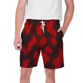 Мужские шорты 3D с принтом Сияние Сердец в Курске,  полиэстер 100% | прямой крой, два кармана без застежек по бокам. Мягкая трикотажная резинка на поясе, внутри которой широкие завязки. Длина чуть выше колен | Тематика изображения на принте: сердца
сияние
черви
красный
черный
футболка
к