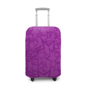 Чехол для чемодана 3D с принтом Абстракция. в Курске, 86% полиэфир, 14% спандекс | двустороннее нанесение принта, прорези для ручек и колес | абстракция | звёзды | красочная | символы | фигуры | фиолетовые | фиолетовый