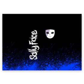 Поздравительная открытка с принтом Sally Face (26) в Курске, 100% бумага | плотность бумаги 280 г/м2, матовая, на обратной стороне линовка и место для марки
 | face | fisher | larry johnson | mask | sally | sally face | sally fisher | демоны | духи | маска | призраки | салли | салли фейс | салли фишер | фейс