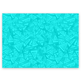 Поздравительная открытка с принтом Абстракция. в Курске, 100% бумага | плотность бумаги 280 г/м2, матовая, на обратной стороне линовка и место для марки
 | абстракция | бирюза | бирюзовый | красочная | символы | треугольники | фигуры | яркая