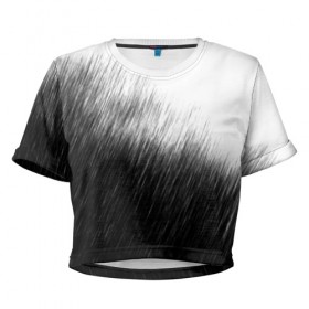 Женская футболка Cropp-top с принтом Просто дождь в Курске, 100% полиэстер | круглая горловина, длина футболки до линии талии, рукава с отворотами | грусть | дождь | зонт | зонтик | ливень | печаль | тоска | чб