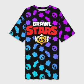 Платье-футболка 3D с принтом BRAWL STARS в Курске,  |  | 8 bit | 8 бит | bibi | brawl stars | crow | el brown | leon | leon shark | max | mr.p | sally leon | shark | stars | virus | werewolf | акула | биби | вирус | ворон | леон | оборотень | пингвин