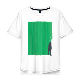 Мужская футболка хлопок Oversize с принтом Маляр в Курске, 100% хлопок | свободный крой, круглый ворот, “спинка” длиннее передней части | Тематика изображения на принте: абстракция | дерево | дизайнер | краска | маляра | художник
