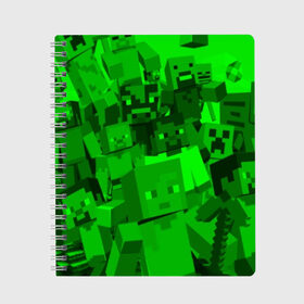 Тетрадь с принтом MINECRAFT GAME в Курске, 100% бумага | 48 листов, плотность листов — 60 г/м2, плотность картонной обложки — 250 г/м2. Листы скреплены сбоку удобной пружинной спиралью. Уголки страниц и обложки скругленные. Цвет линий — светло-серый
 | blade | blocks | creeper | cubes | game | ken | mine craft | minecraft | mobs | sword | игры | крипер | майн крафт | майнкрафт | моб