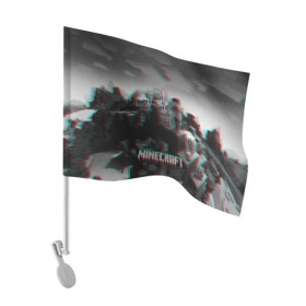 Флаг для автомобиля с принтом MINECRAFT GLITCH в Курске, 100% полиэстер | Размер: 30*21 см | blade | blocks | creeper | cubes | game | ken | mine craft | minecraft | mobs | sword | игры | крипер | майн крафт | майнкрафт | моб