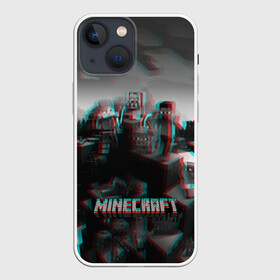 Чехол для iPhone 13 mini с принтом MINECRAFT GLITCH в Курске,  |  | blade | blocks | creeper | cubes | game | ken | mine craft | minecraft | mobs | sword | игры | крипер | майн крафт | майнкрафт | моб