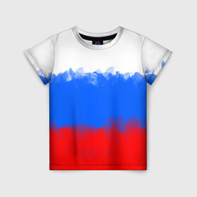 Детская футболка 3D с принтом Россия в Курске, 100% гипоаллергенный полиэфир | прямой крой, круглый вырез горловины, длина до линии бедер, чуть спущенное плечо, ткань немного тянется | ru | russia | патриотизм | рашка | российская федерация | россия | рф | флаг россии