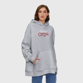 Худи SuperOversize хлопок с принтом Good Omens в Курске, 70% хлопок, 30% полиэстер, мягкий начес внутри | карман-кенгуру, эластичная резинка на манжетах и по нижней кромке, двухслойный капюшон
 | evil | good | good omens | азирафель | ангел | благие намерения | гуд оменс | демон | кроули