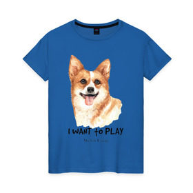 Женская футболка хлопок с принтом Корги в Курске, 100% хлопок | прямой крой, круглый вырез горловины, длина до линии бедер, слегка спущенное плечо | corgi | корги | собака | собаки