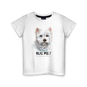 Детская футболка хлопок с принтом Вест-хайленд-уайт-терьер в Курске, 100% хлопок | круглый вырез горловины, полуприлегающий силуэт, длина до линии бедер | dog | highland | terrier | west | white | вест | собака | собаки | терьер | уайт | хайленд