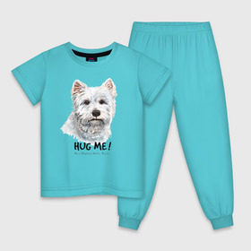 Детская пижама хлопок с принтом Вест-хайленд-уайт-терьер в Курске, 100% хлопок |  брюки и футболка прямого кроя, без карманов, на брюках мягкая резинка на поясе и по низу штанин
 | Тематика изображения на принте: dog | highland | terrier | west | white | вест | собака | собаки | терьер | уайт | хайленд