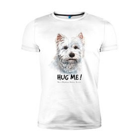 Мужская футболка премиум с принтом Вест-хайленд-уайт-терьер в Курске, 92% хлопок, 8% лайкра | приталенный силуэт, круглый вырез ворота, длина до линии бедра, короткий рукав | dog | highland | terrier | west | white | вест | собака | собаки | терьер | уайт | хайленд