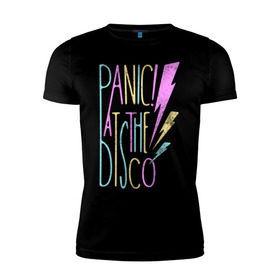 Мужская футболка премиум с принтом Panic! At the Disco в Курске, 92% хлопок, 8% лайкра | приталенный силуэт, круглый вырез ворота, длина до линии бедра, короткий рукав | panic | panic at the disco | patd | группа | музыка | райан росс | рок