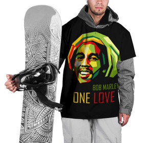 Накидка на куртку 3D с принтом Боб Марли в Курске, 100% полиэстер |  | bob marley | one love | боб марли