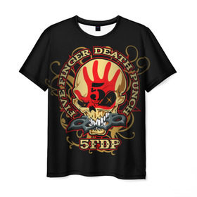 Мужская футболка 3D с принтом Five Finger Death Punch в Курске, 100% полиэфир | прямой крой, круглый вырез горловины, длина до линии бедер | Тематика изображения на принте: 5fdp | ffdp | five finger death punch | metal | альтернатива | группы | метал | музыка | хеви метал