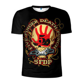 Мужская футболка 3D спортивная с принтом Five Finger Death Punch в Курске, 100% полиэстер с улучшенными характеристиками | приталенный силуэт, круглая горловина, широкие плечи, сужается к линии бедра | 5fdp | ffdp | five finger death punch | metal | альтернатива | группы | метал | музыка | хеви метал
