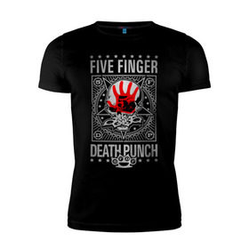 Мужская футболка премиум с принтом Five Finger Death Punch в Курске, 92% хлопок, 8% лайкра | приталенный силуэт, круглый вырез ворота, длина до линии бедра, короткий рукав | 5fdp | ffdp | five finger death punch | metal | альтернатива | группы | метал | музыка | хеви метал