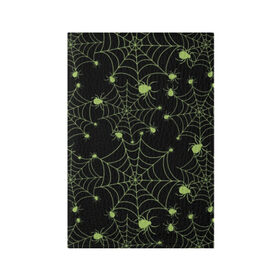 Обложка для паспорта матовая кожа с принтом Зелёная паутина в Курске, натуральная матовая кожа | размер 19,3 х 13,7 см; прозрачные пластиковые крепления | Тематика изображения на принте: background | black | cobweb | color | gothic | green | halloween | holiday | insect | pattern | spider | weave | web | готика | зеленый | насекомое | паук | паутина | плести | праздник | сеть | узор | фон | хэллоуин | цвет | черный