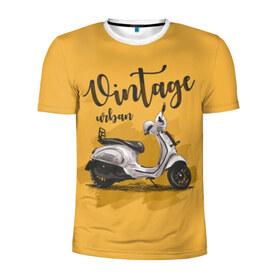 Мужская футболка 3D спортивная с принтом Винтажный скутер в Курске, 100% полиэстер с улучшенными характеристиками | приталенный силуэт, круглая горловина, широкие плечи, сужается к линии бедра | background | black | city | color | cool | gray | mope | motorcycle | retro | scooter | style | technique | urban | vintage | white | yellow | белый | винтаж | город | городской | двухколёсный | желтый | мопед | мотороллер | мотоцикл | прикольно | ретро |