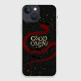 Чехол для iPhone 13 mini с принтом Змея Good Omens в Курске,  |  | evil | good | good omens | азирафель | ангел | благие намерения | гуд оменс | демон | добро | зло | змея | кроули