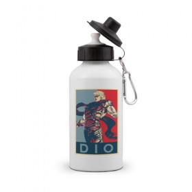 Бутылка спортивная с принтом Дио Брандо в Курске, металл | емкость — 500 мл, в комплекте две пластиковые крышки и карабин для крепления | anime | dio | jojo | manga | аниме | джоджо | дио брандо | манга