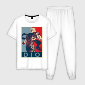 Мужская пижама хлопок с принтом Дио Брандо в Курске, 100% хлопок | брюки и футболка прямого кроя, без карманов, на брюках мягкая резинка на поясе и по низу штанин
 | anime | dio | jojo | manga | аниме | джоджо | дио брандо | манга