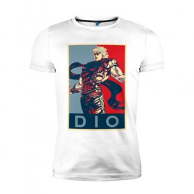 Мужская футболка премиум с принтом Дио Брандо в Курске, 92% хлопок, 8% лайкра | приталенный силуэт, круглый вырез ворота, длина до линии бедра, короткий рукав | anime | dio | jojo | manga | аниме | джоджо | дио брандо | манга