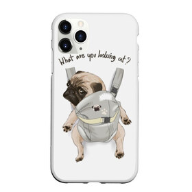 Чехол для iPhone 11 Pro матовый с принтом Мопс в рюкзаке в Курске, Силикон |  | background | backpack | breed | brown | color | cute | dog | funny | gray | look | muzzle | paws | pug | puppy | slogan | small | trace | white | белый | взгляд | коричневый | лапы | маленький | милый | мопс | пес | порода | прикольный | рюкзак | 
